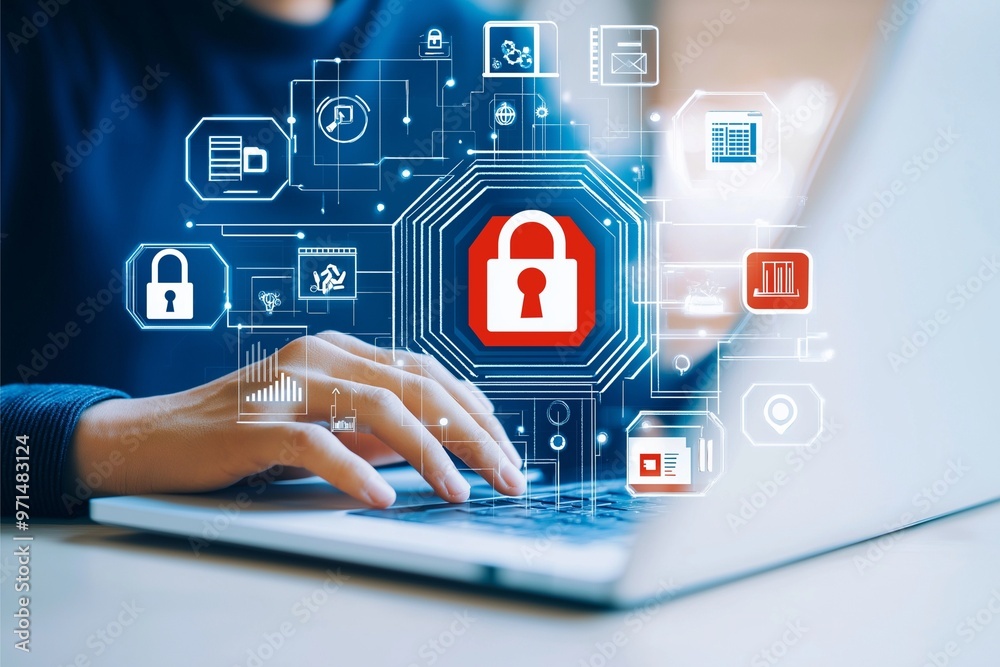 Fototapeta premium hand holding tablet pc with social network icon