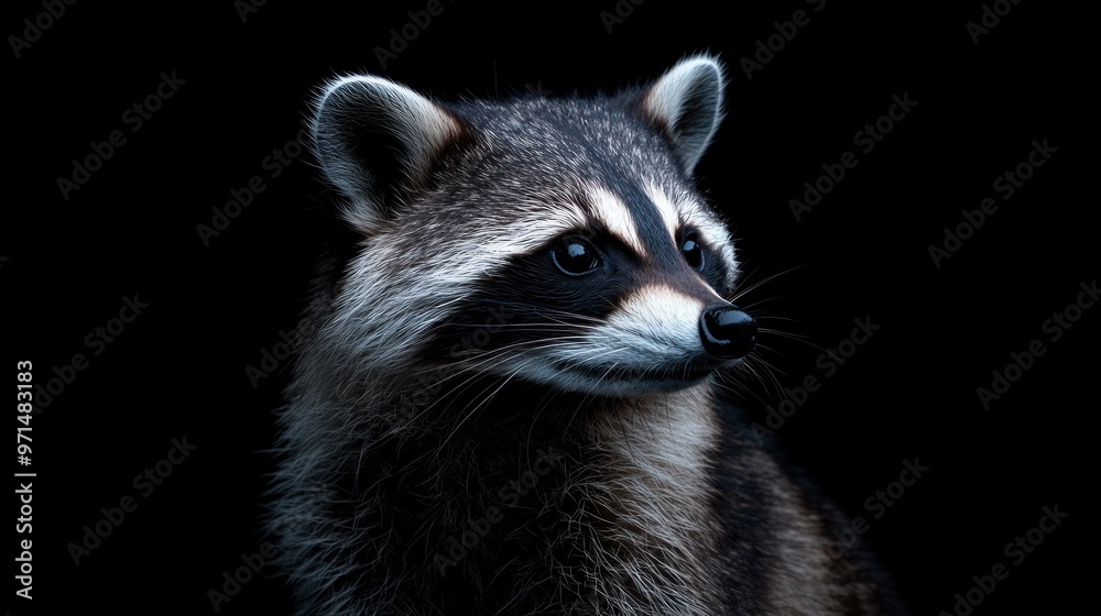 Obraz premium Raccoon Portrait with Dramatic Lighting