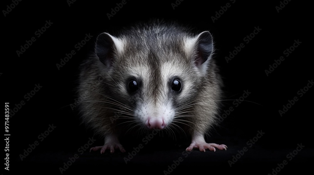 Close-up of a cute opossum with big eyes Close-up of a cute opossum with big eyes