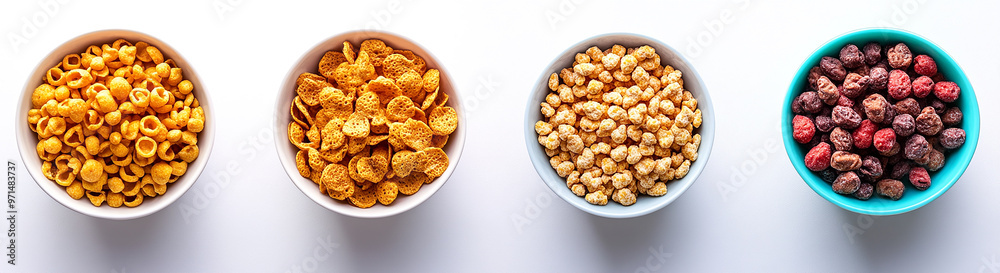 different bowls of breakfast cereal different bowls of breakfast cereal
