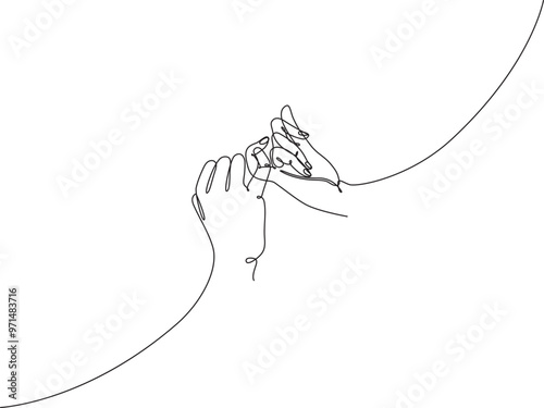 Continuous one line drawing of the little finger promise symbol. Friendship symbol illustration eps 10