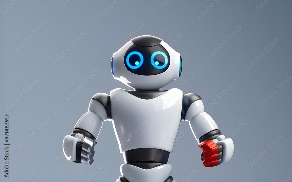 Modern White Robot with Distinctive Blue Eyes for Trendy Design Modern White Robot with Distinctive Blue Eyes for Trendy Design