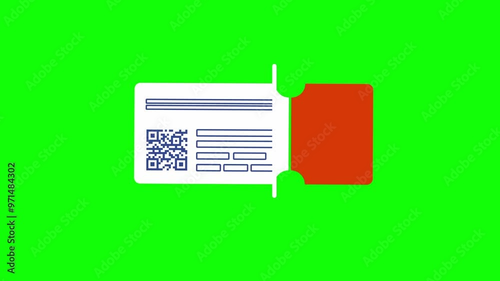 QR Code Scan on ticket. Verification process. Green screen animation (Chroma key) QR Code Scan on ticket. Verification process. Green screen animation (Chroma key)