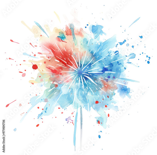 PNG Watercolor firework abstract art explosion.