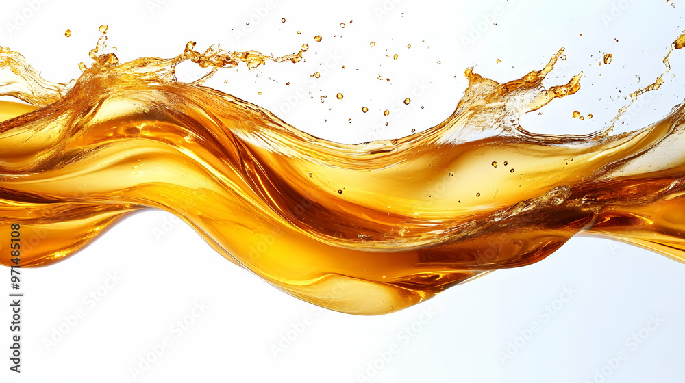 A dynamic splash of amber liquid, showcasing fluid motion and texture.