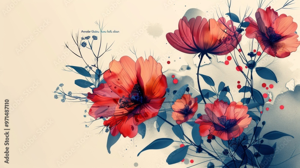 Abstract flower vector art greeting, clean and modern style Abstract flower vector art greeting, clean and modern style