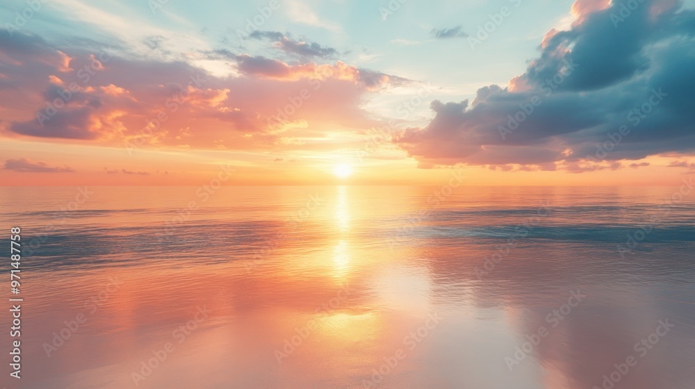 Fototapeta premium Golden Sunset Reflected in Calm Ocean Water