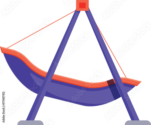 Empty boat swing is gently swinging on a playground structure, waiting for children to come and play