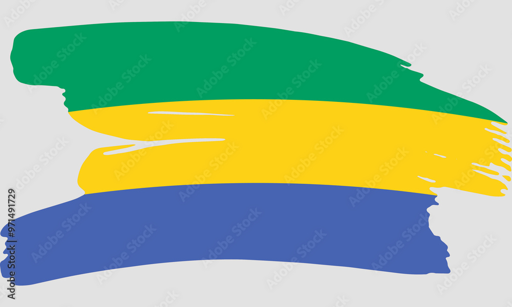 Fototapeta premium Gabon flag brush paint texture. Grunge Gabon flag. Gabon emblem brush concept