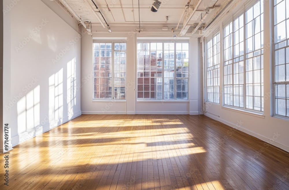 Obraz premium Spacious Loft Interior with Large Windows