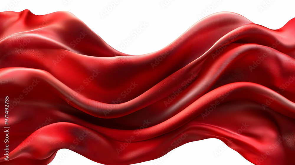 Obraz premium A flowing red fabric, showcasing smooth waves and rich texture.