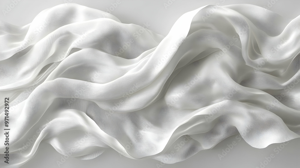 Obraz premium A flowing white fabric draped elegantly, showcasing texture and softness.