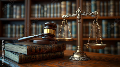A gavel and scales of justice on books, symbolizing law and legal proceedings.