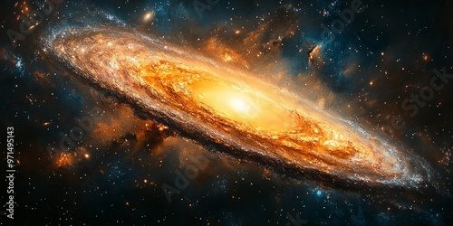 An oil painting of the Andromeda galaxy photo