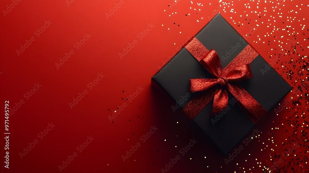 Elegant Red Gift Box with Gold Glitter for Invitations and Celebrations Elegant Red Gift Box with Gold Glitter for Invitations and Celebrations
