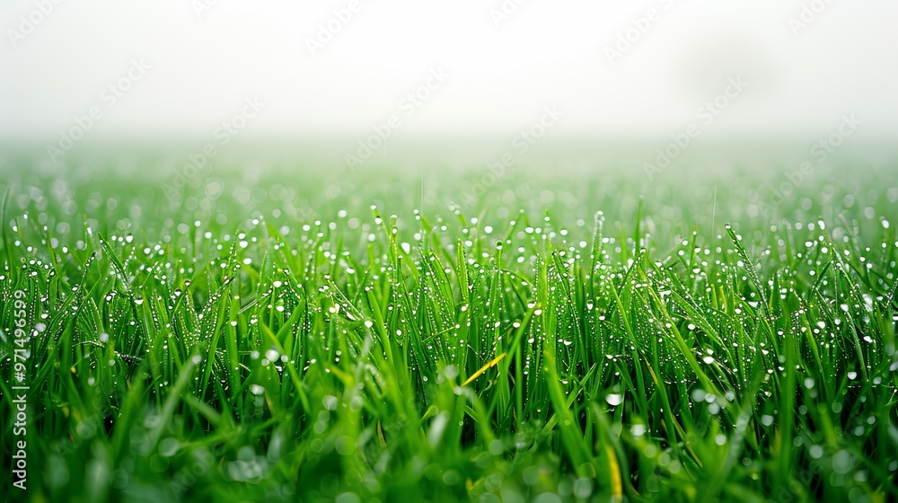 Bright green field, isolated on white, with dew-covered blades. Ideal for nature-themed projects Bright green field, isolated on white, with dew-covered blades. Ideal for nature-themed projects