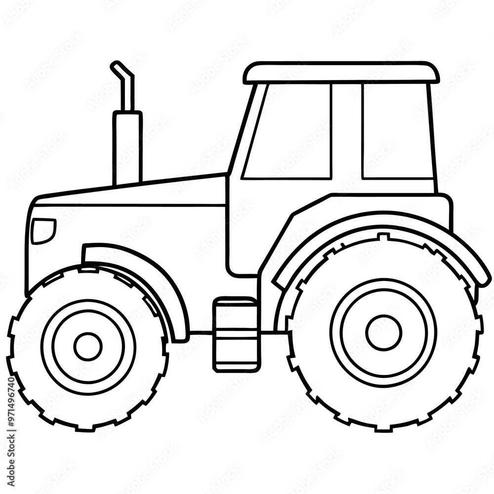 Obraz premium tractor machine outline coloring book page line art drawing