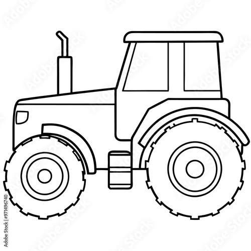 tractor machine outline coloring book page line art drawing
