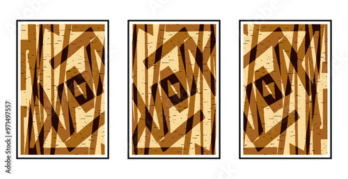 Set of 3 Abstract pattern. Illustration for printing on wall decorations. For use in graphics.