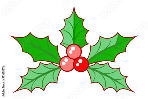 Christmas holly with red ribbon