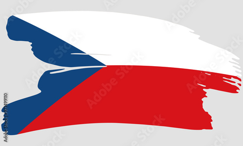 Czechia flag brush paint texture. Grunge Czech Republic flag. Czech emblem brush concept photo