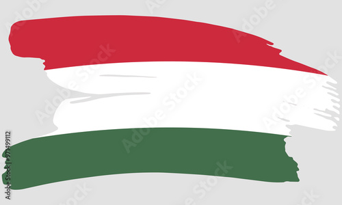 Hungary flag brush paint texture. Grunge Hungary flag. Hungary emblem brush concept