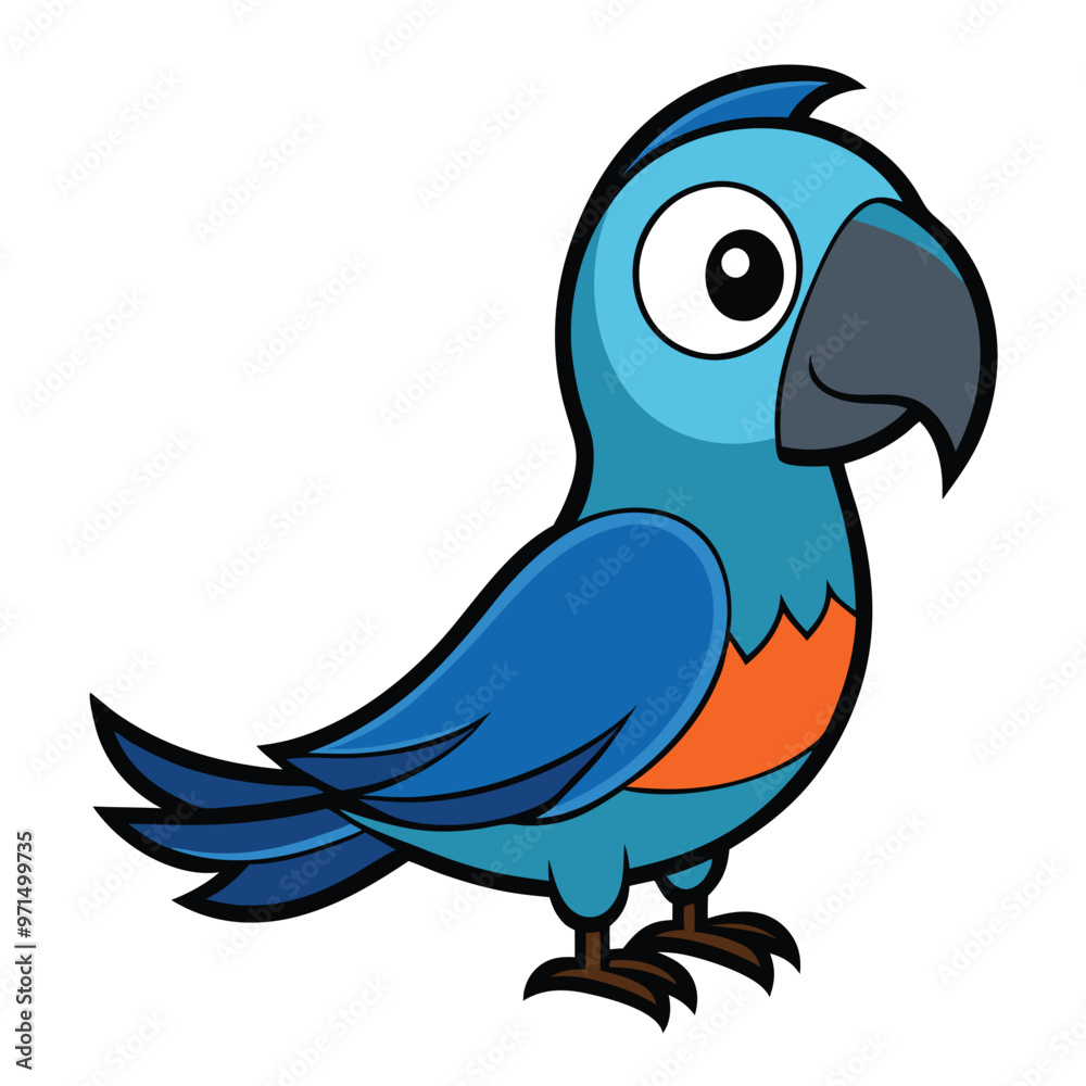 Obraz premium Parrot Cartoon Vector Image png illustration on white background , Vector Design