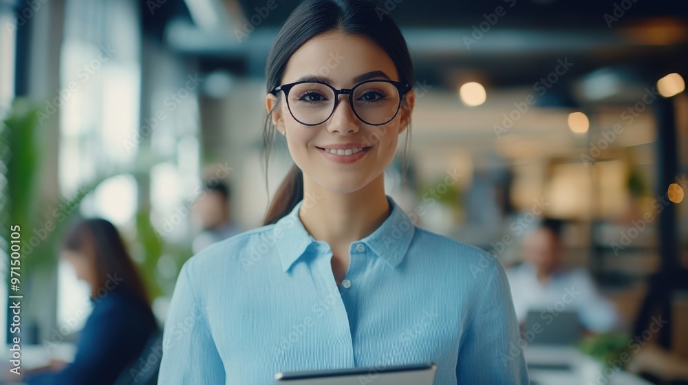 Fototapeta premium The Smiling Businesswoman with Tablet