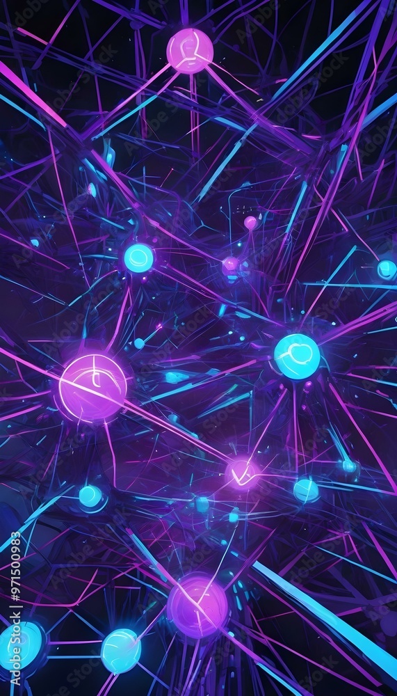 Neon Digital Universe Interconnected Technology and Computer Networks in a Science Inspired Artwork of Artificial Intelligence. Neon Digital Universe Interconnected Technology and Computer Networks in a Science Inspired Artwork of Artificial Intelligence.