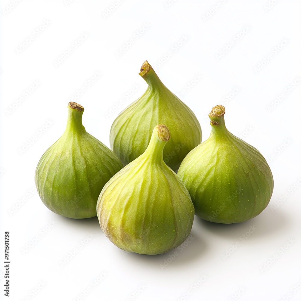 Fototapeta premium Green figs, different angles, white background