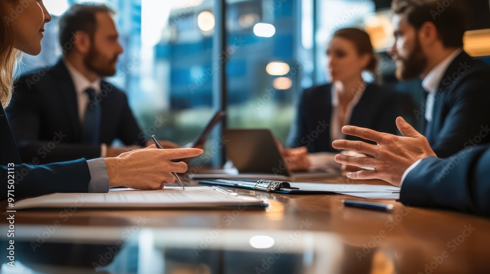 Mediator presenting a solution during a negotiation between two parties, mediation, third-party facilitation Mediator presenting a solution during a negotiation between two parties, mediation, third-party facilitation