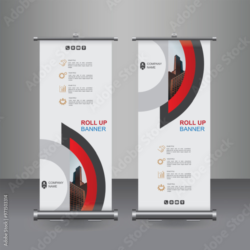 Vertical Business Roll Up  Banner Design, Signboard Advertising Brochure Flyer Template Vector X-banner and Street Business Flag of Convenience, Layout Background.