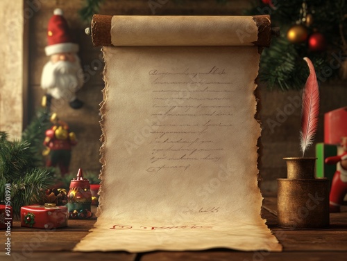 Wallpaper Mural A Christmas Wish List Written on an Old Scroll Torontodigital.ca