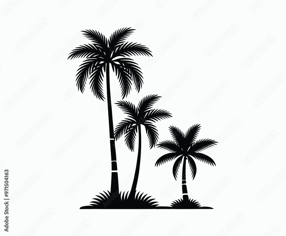 Palm trees silhouette EPS vector file isolated illustration template