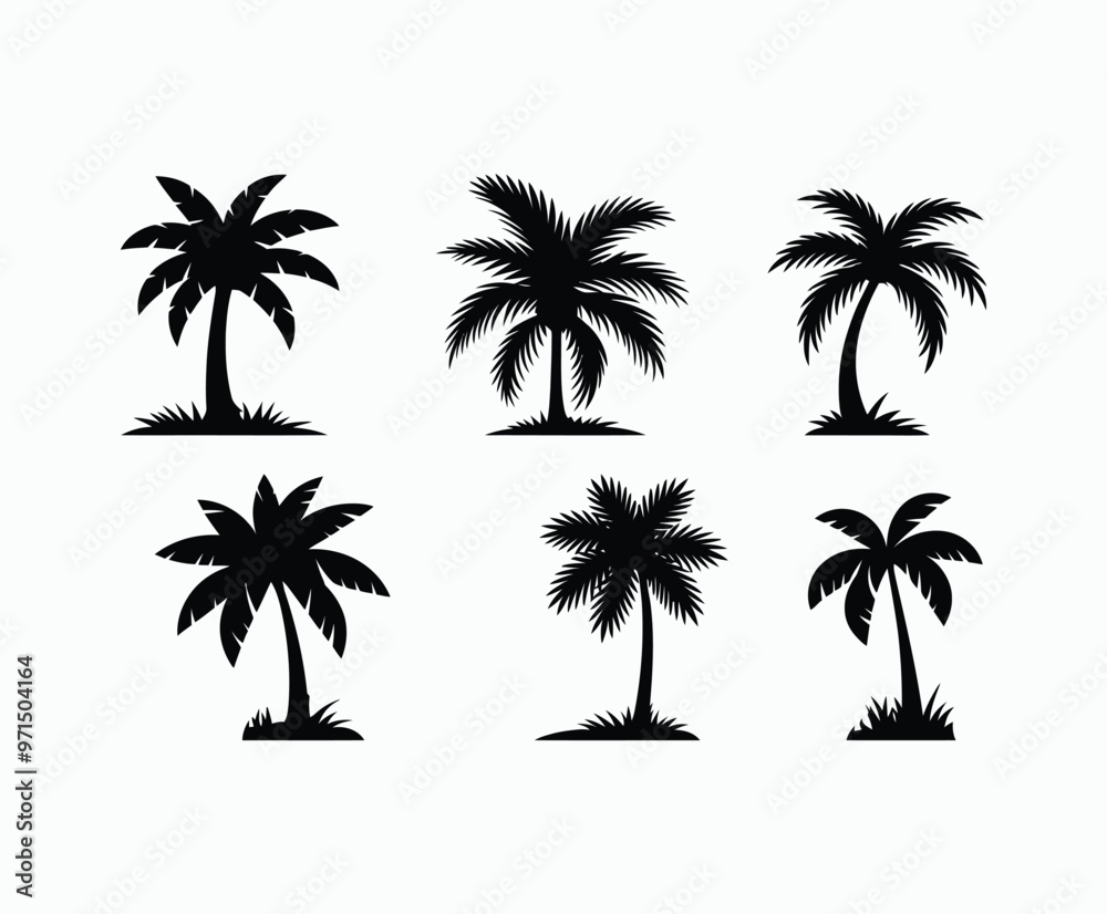 Fototapeta premium Palm trees silhouette EPS vector file isolated illustration template