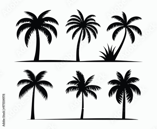 Palm trees silhouette EPS vector file isolated illustration template