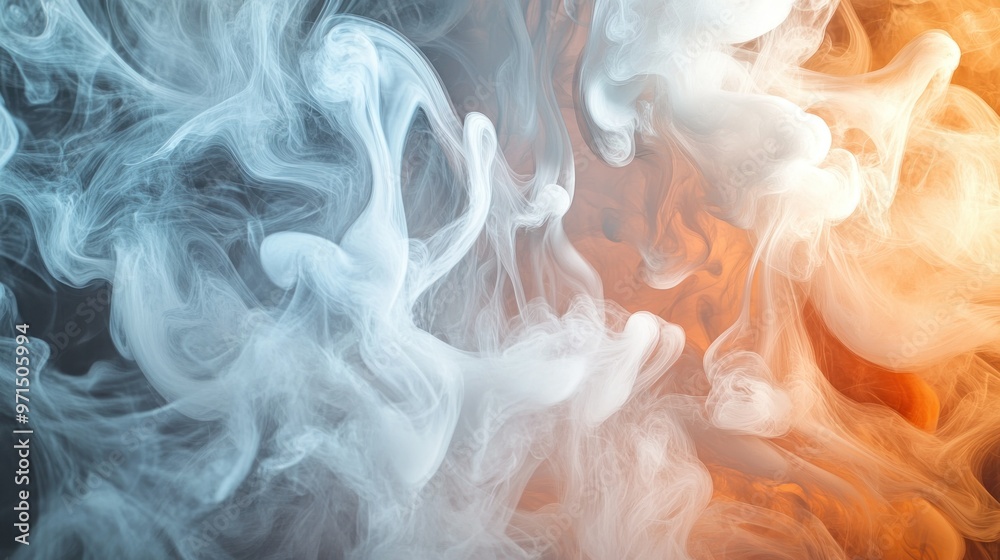 Obraz premium White and Orange Smoke Swirls Abstract Background