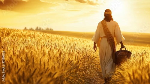 Jesus_walking_through_a_wheat_field in autumn