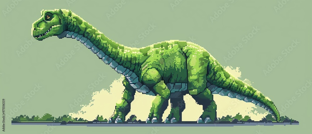 Pixel art dinosaur, green color, detailed texture, solid green background, cute and playful Pixel art dinosaur, green color, detailed texture, solid green background, cute and playful
