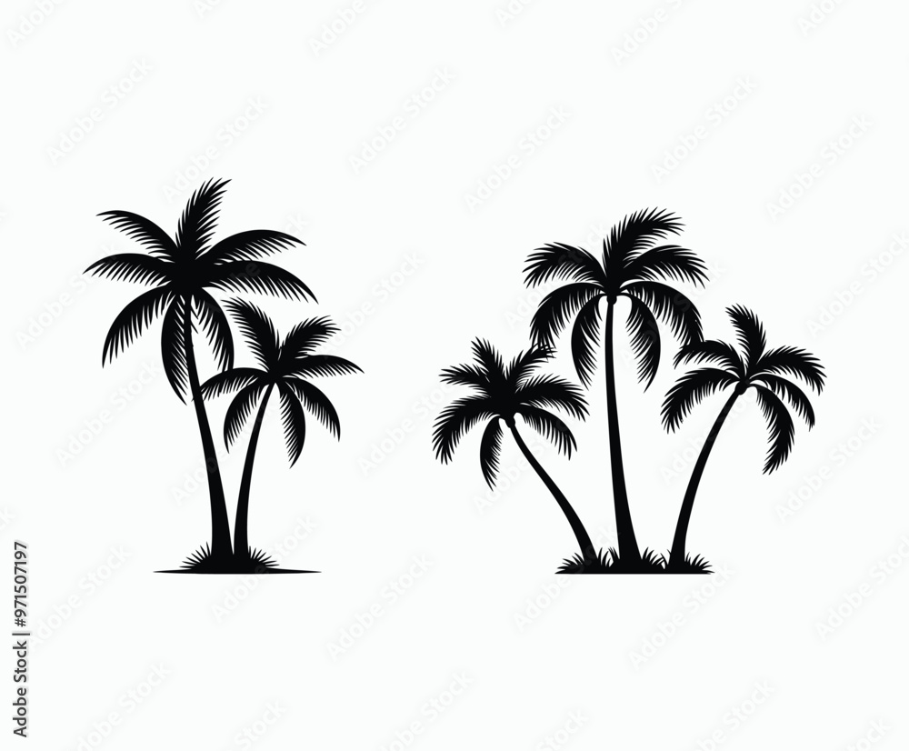 Palm trees silhouette EPS vector file isolated illustration template Palm trees silhouette EPS vector file isolated illustration template