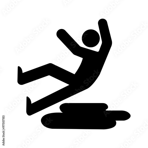 Slippery Black Icon,Vector Illustration, Isolate On White Background Label. EPS10