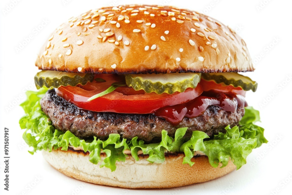 Mouthwatering Classic American Burger With Cheese, Tomatoes, and Lettuce Mouthwatering Classic American Burger With Cheese, Tomatoes, and Lettuce