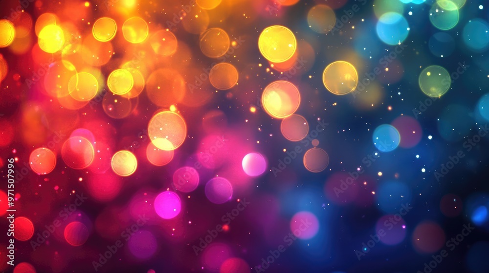 Night Glow Celebration: Abstract Bokeh Lights Background in Vibrant Colors Night Glow Celebration: Abstract Bokeh Lights Background in Vibrant Colors