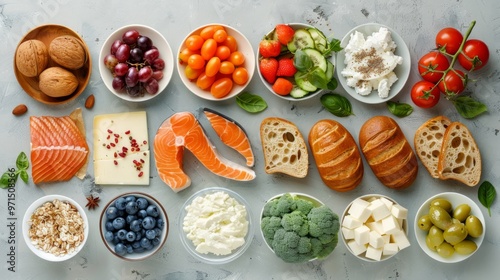 Wallpaper Mural Food and fruit and vegetable pie charts presented on a clean white background. Each food group is different. It presents an engaging and educational picture of balanced nutrition. Torontodigital.ca