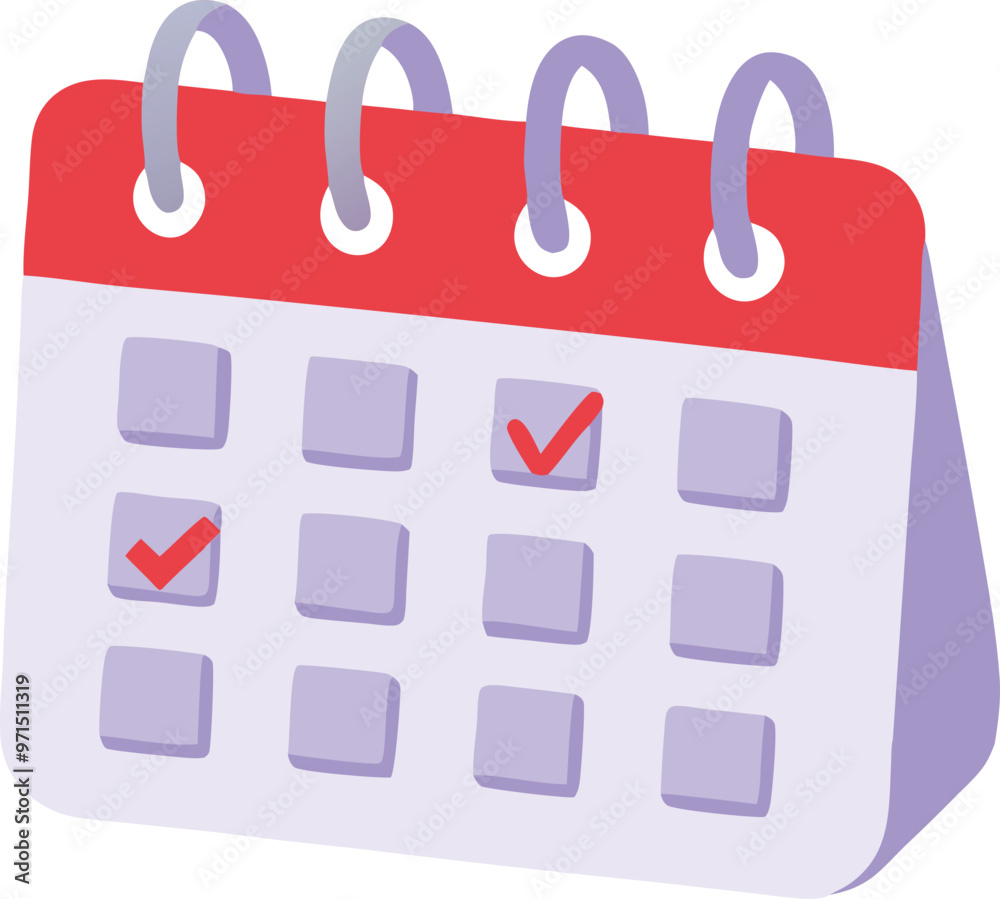 Calendar With Daily Tick Mark Vector Illustration Calendar With Daily Tick Mark Vector Illustration
