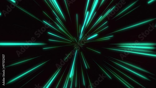 Abstract Teal Blue Laser Glowing Lines Motion Background Futuristic Seamless Loop Animation, HD Video, 60 fps