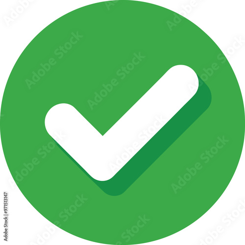 one white check mark in a green circle vector illustration