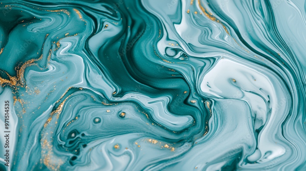 A tight shot of a vibrant blue and golden fluid A tight shot of a vibrant blue and golden fluid