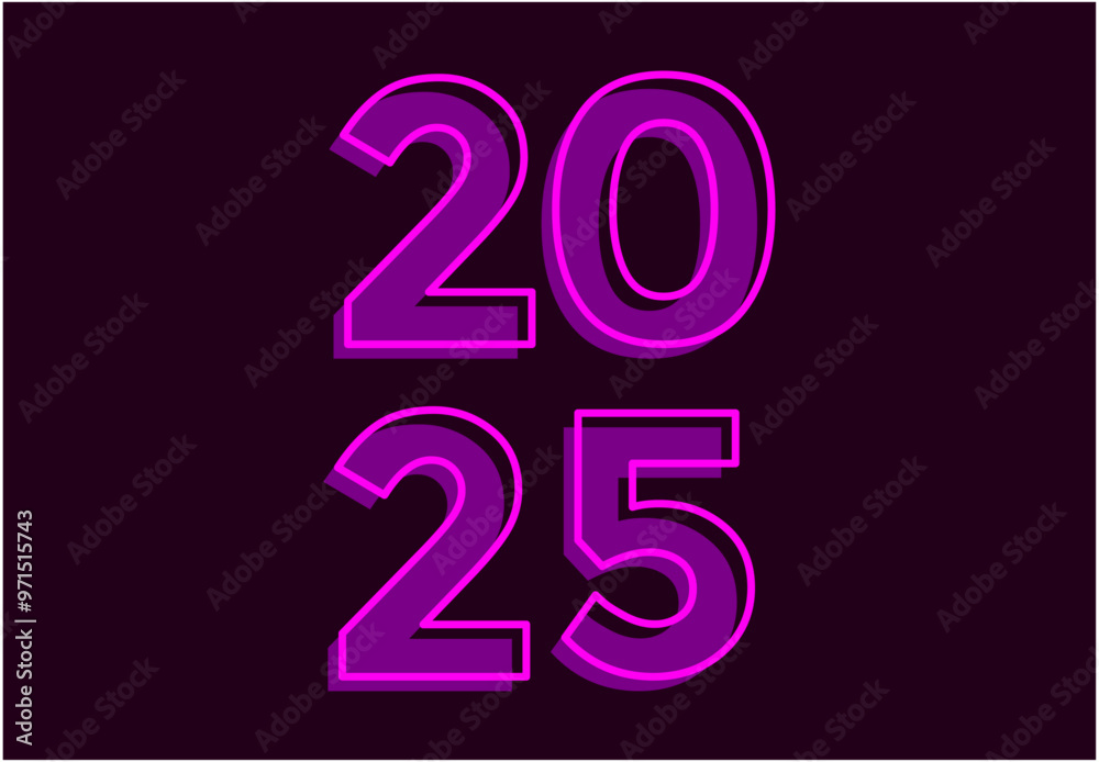 Happy New Year 2025 Purple Realistic Decoration Design Abstract Illustration Vector Happy New Year 2025 Purple Realistic Decoration Design Abstract Illustration Vector