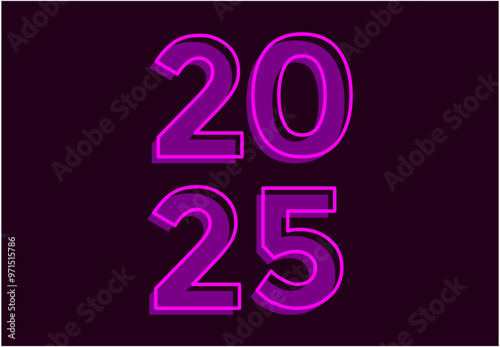 Happy New Year 2025 Purple Realistic Decoration Design Abstract Illustration Vector